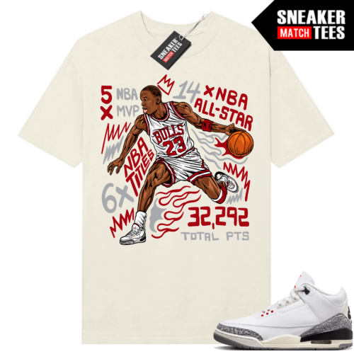 Jordan 3 White Cement Reimagined Sneaker Tees Match Sail MJ Fast break