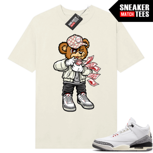 Jordan 3 White Cement Reimagined Sneaker Tees Match Sail Rich Bear