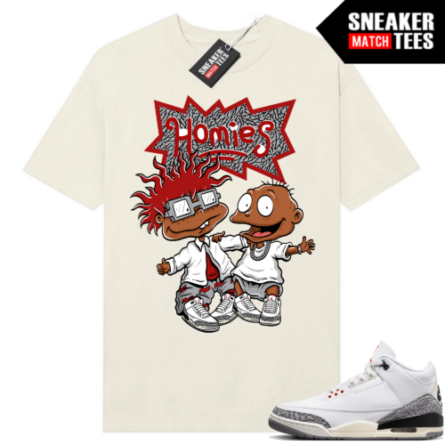 Jordan 3 White Cement Reimagined Rattan Tees Match Sail Rugrats