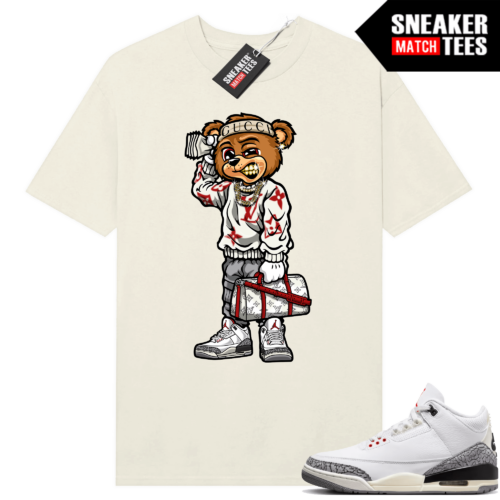 Jordan 656504-305 3 White Cement Reimagined Sneaker Tees Match Sail Soulja Bear