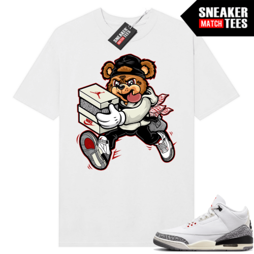 Jordan 3 White Cement Reimagined Sneaker Tees Match White Bear Sneaker Heist