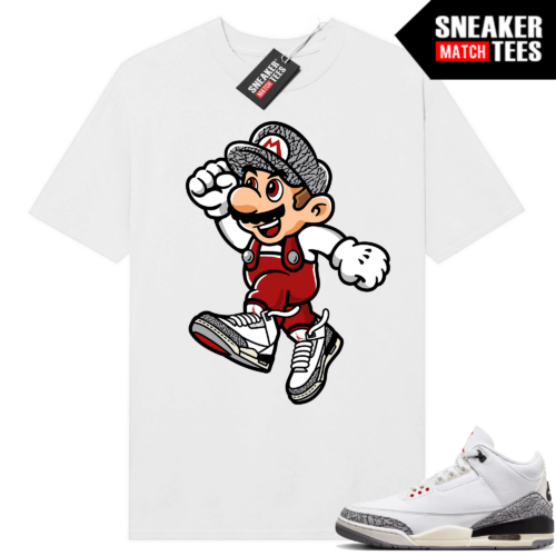 Jordan 3 White Cement Reimagined Sneaker Tees Match White Mario Jump