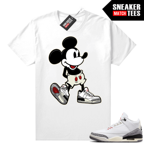 Jordan 3 White Cement Reimagined Sneaker Tees Match White Sneakerhead Mickey