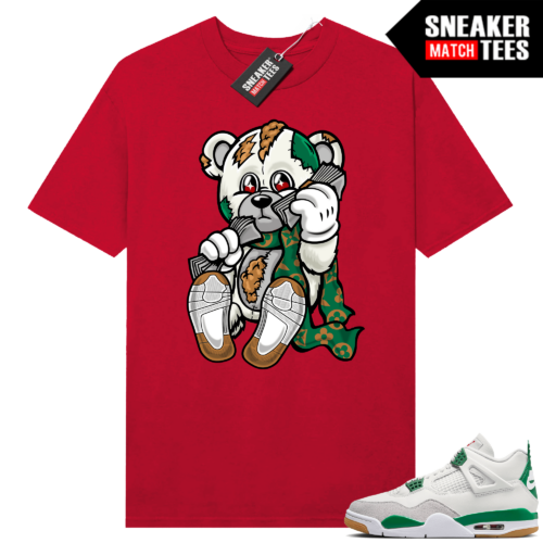 Jordan 4 Pine Green SB shirts Sneaker Match Red Designer Bear