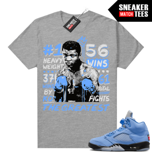 Jordan 5 UNC hass Sneaker Match Heather Grey Ali Greatest