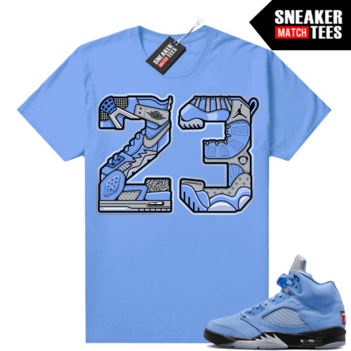 Jordan Unisex 5 UNC shirts Sneaker Match University Blue 23 Mashup