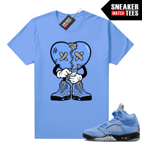 Jordan 5 UNC shirts Sneaker Match University Blue Broken Heart