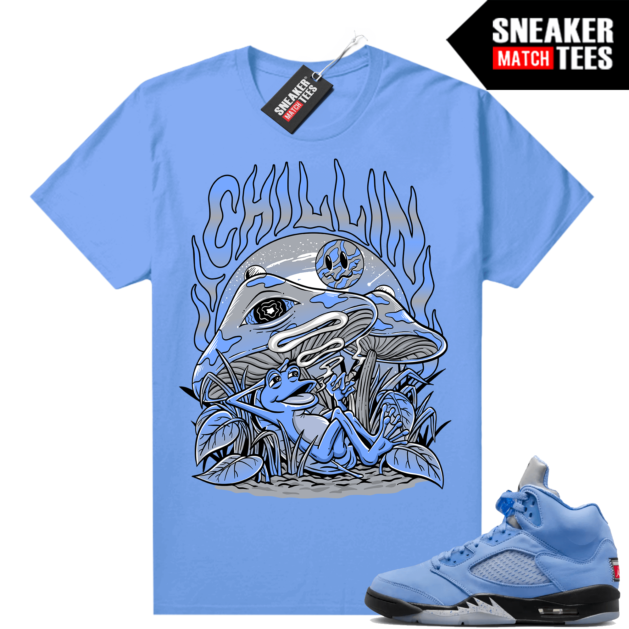 Jordan 5 UNC shirts Sneaker Match University Blue Chillin
