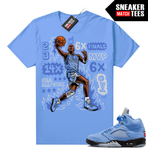 Jordan 5 UNC shirts Sneaker Match University Blue MJ Flair