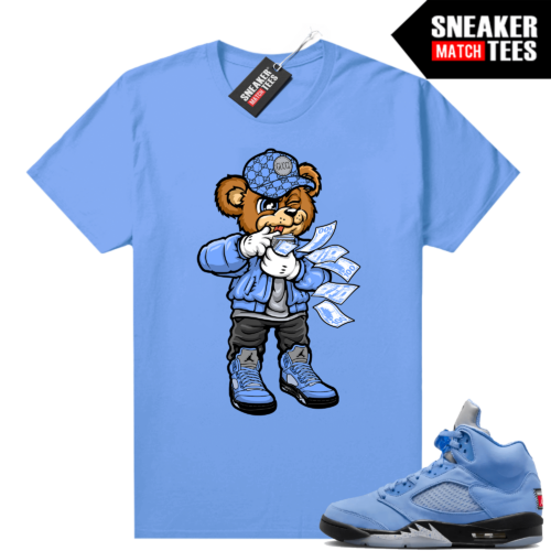 Jordan 5 UNC shirts Sneaker Match University Blue Rich Bear