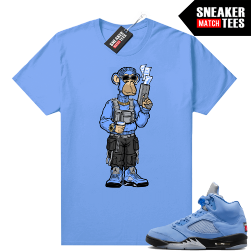 Jordan 5 UNC shirts Sneaker Match University Blue Trapstar Ape