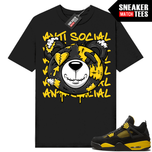 Jordan 4 Thunder shirts Sneaker Match Black Anti Social Bear