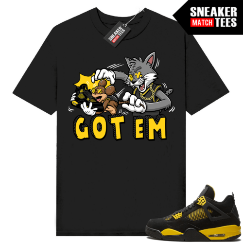 Jordan 4 Thunder shirts Sneaker Match Black Black Got EM Cartoon