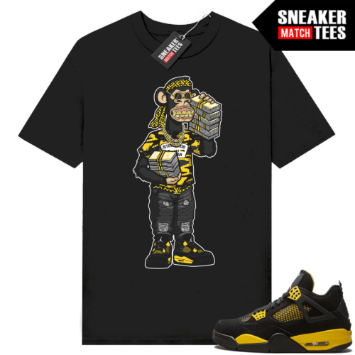 Jordan 4 Thunder shirts Sneaker Match Black Rich Ape