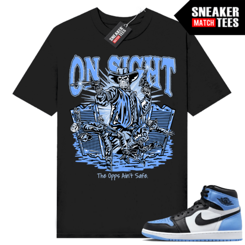 Jordan 1 UNC Toe Sneaker Match Shirt Black On Sight