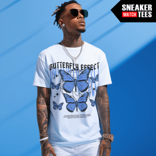 Jordan 1 UNC Toe Sneaker Match Shirt White Butterfly Effect