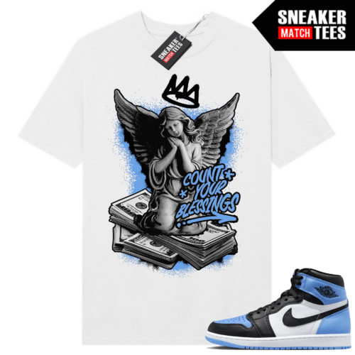 Jordan 1 UNC Toe Sneaker Match Shirt White Count your Blessings