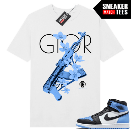 Jordan 1 UNC Toe Sneaker Match Shirt White Gior Ak Floral