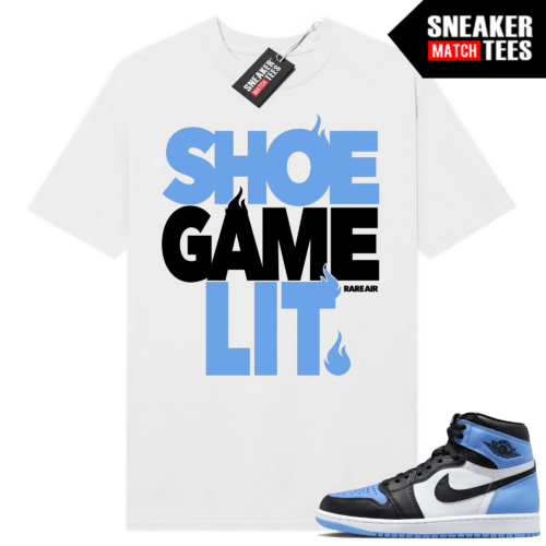 Jordan 1 UNC Toe Sneaker Match Shirt White Shoe Game Lit