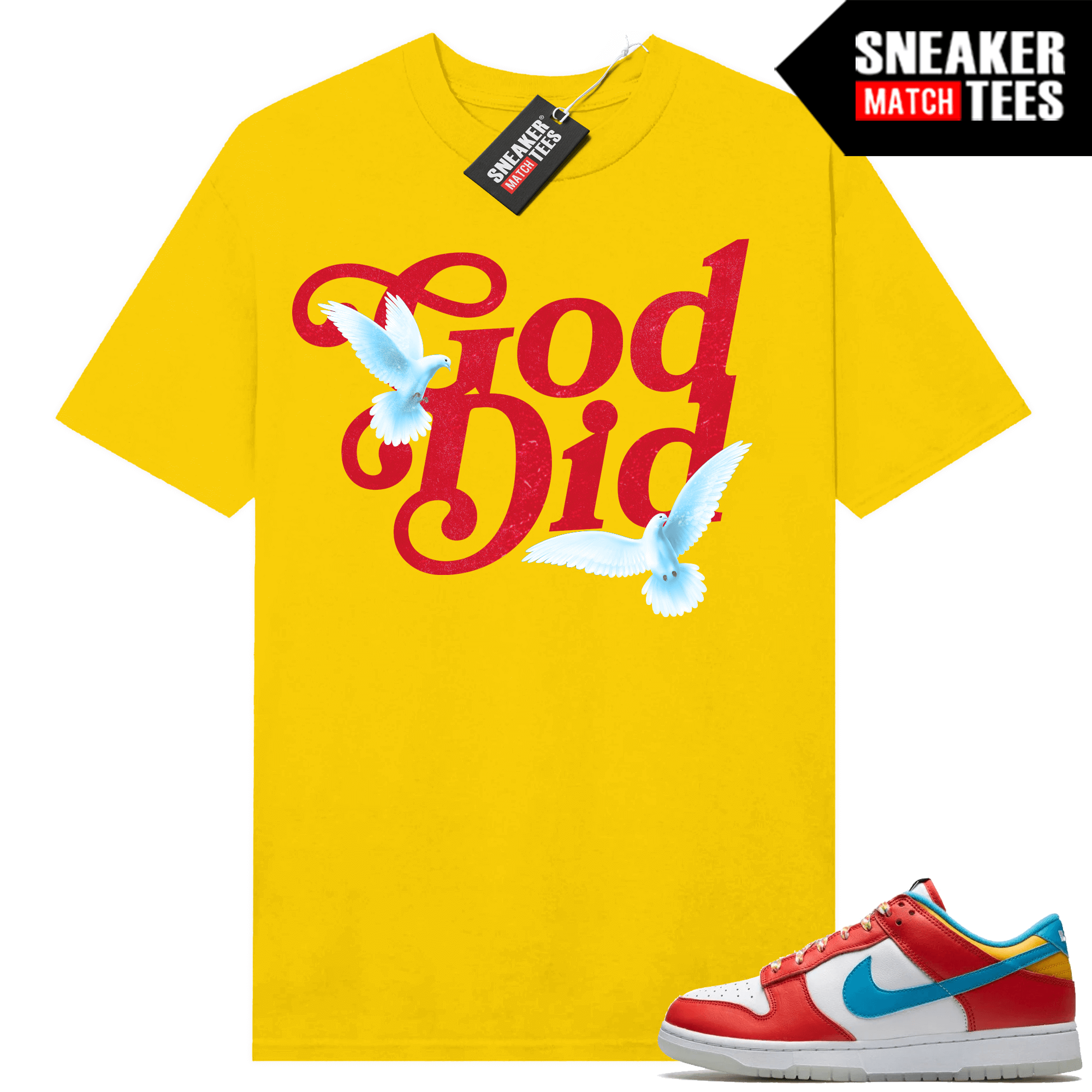 Dunks Bart t-shirt Sneaker Match Yellow Gold God Did Doves