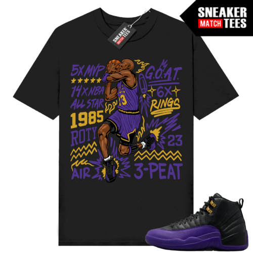 Jordan 12 Field Purple T-shirt Sneaker Match Black Accolades MJ Goat