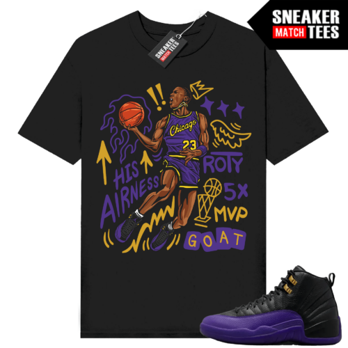 Jordan 12 Field Purple T-shirt Sneaker Match Black Accolades MJ His Airness