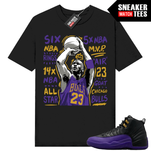 Jordan 12 Field Purple T-shirt Sneaker Match Black Accolades MJ Jumper