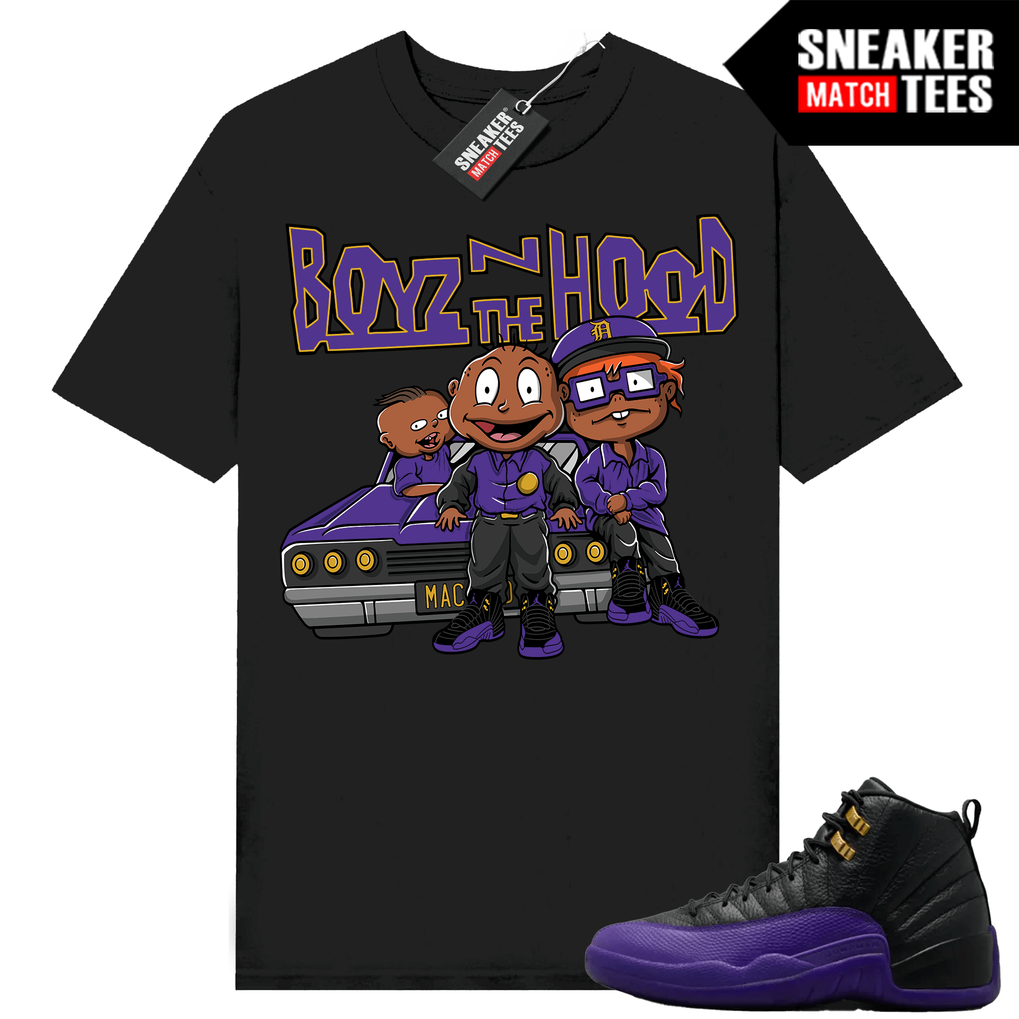 Jordan 12 Field Purple T-shirt Runtrendy Sneaker Match Black Boyz N the Hood Parody