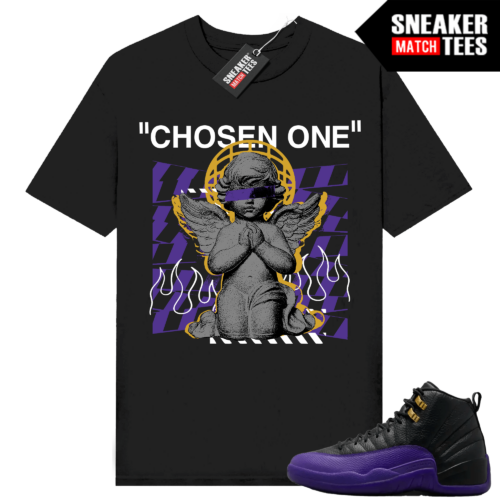 Jordan 12 Field Purple T-shirt Sneaker Match Black Chosen One