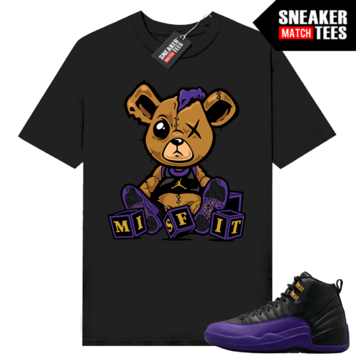 Jordan Michael 12 Field Purple T-shirt Sneaker Match Black Misfit teddy