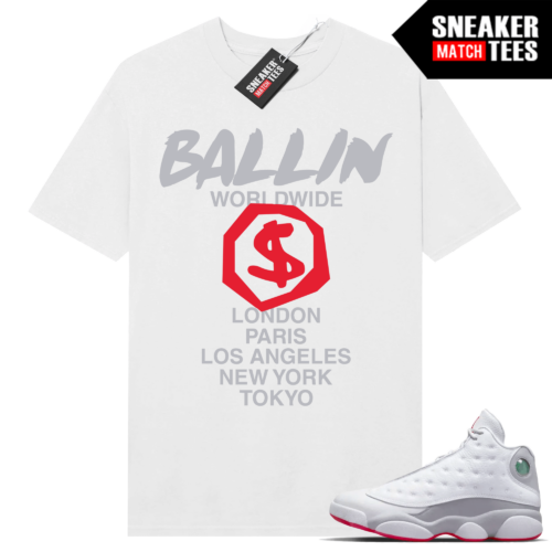 Jordan 13 Wolf Grey T-shirt Sneaker Match splatter Ballin Worldwide