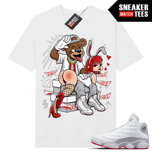 Jordan 13 Wolf Grey T-shirt Sneaker db4612-300 White Bunny Slap