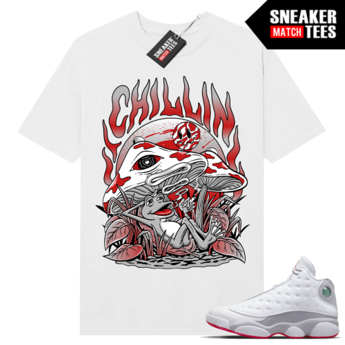 Jordan 13 Wolf Grey T-shirt Sneaker Match White Chillin