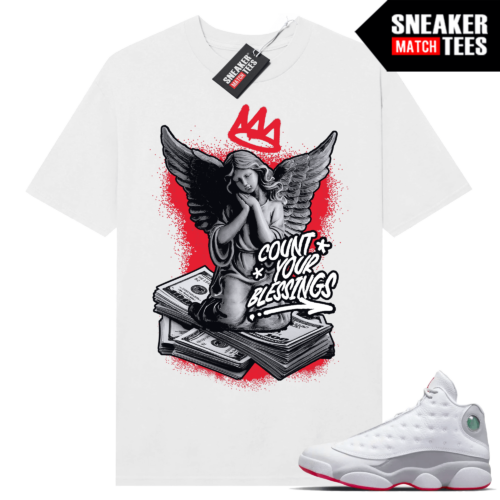 Jordan 13 Wolf Grey T-shirt Sneaker Match White Count your blessings