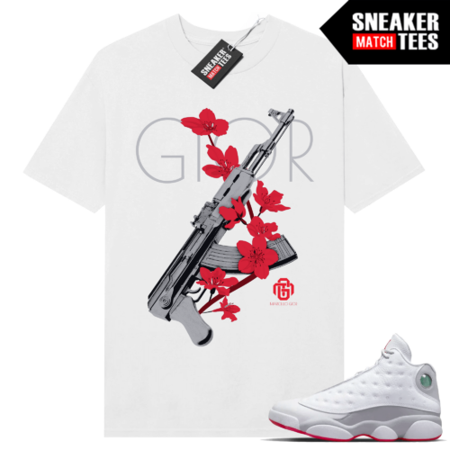 Jordan 13 Wolf Grey T-shirt Sneaker Match Laughing Gior AK Floral