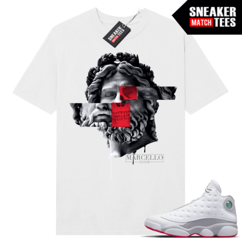 Jordan 13 Wolf Grey T-shirt Sneaker Match White Greek God Skull