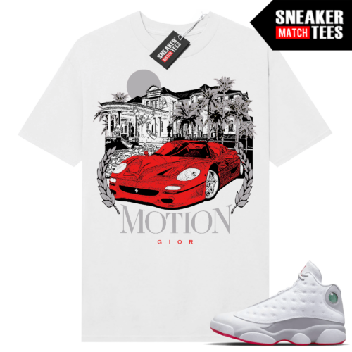 Jordan 13 Wolf Grey T-shirt Sneaker Match White Luxury Motion