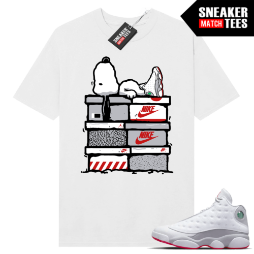 Jordan 13 Wolf Grey T-shirt Sneaker Match White Sneakerhead Snoopy