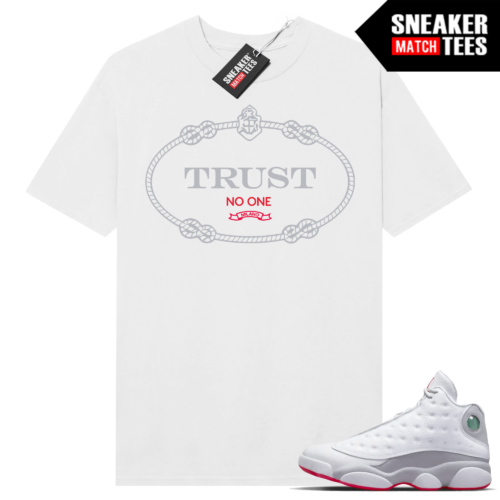 Jordan 13 Wolf Grey T-shirt Sneaker Match White Trust No One Luxury logo