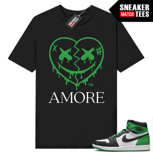 Jordan 1 Lucky Green cheap Match T-shirt Black AMORE Crazy Love Heart