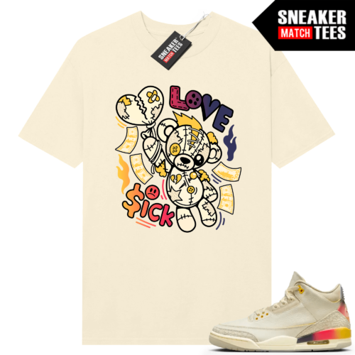 Jordan Crimson 3 J Balvin Sneaker Match T-shirt Sail Love Sick Bear