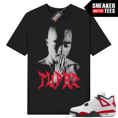 Jordan 4 Red Cement T-shirt Ariss-eu Sneaker Match Black TUPAC