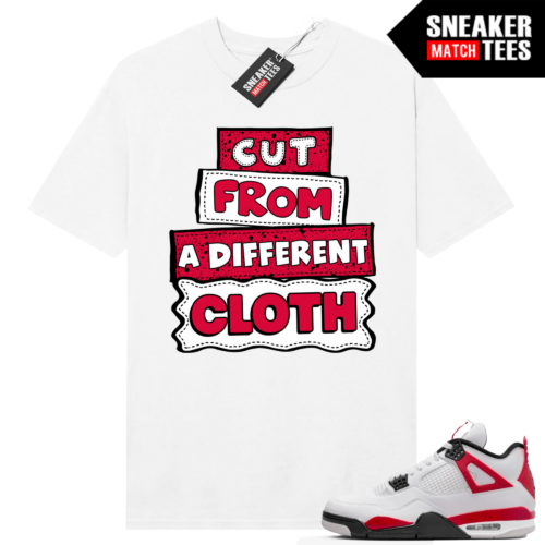 Jordan 4 Red Cement T-shirt Sneaker Match White Different Cloth