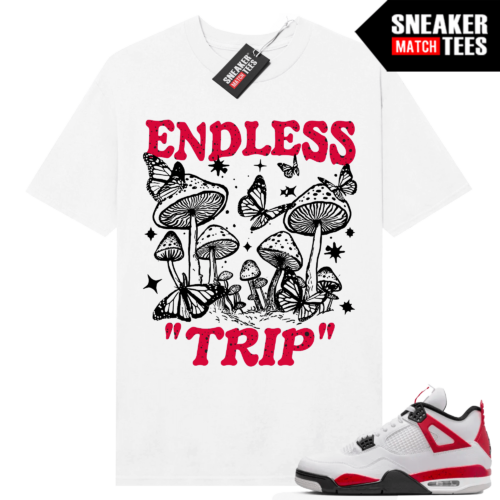 Jordan 4 Red Cement T-shirt Sneaker Match White Endless Trip