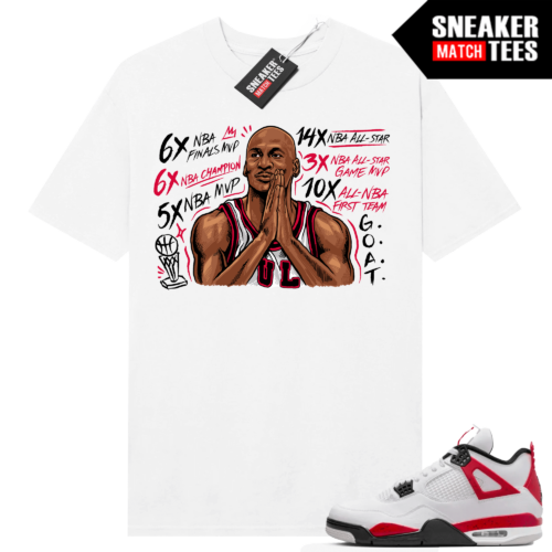 Jordan 4 Red Cement T-shirt Sneaker Match White MJ Accolades