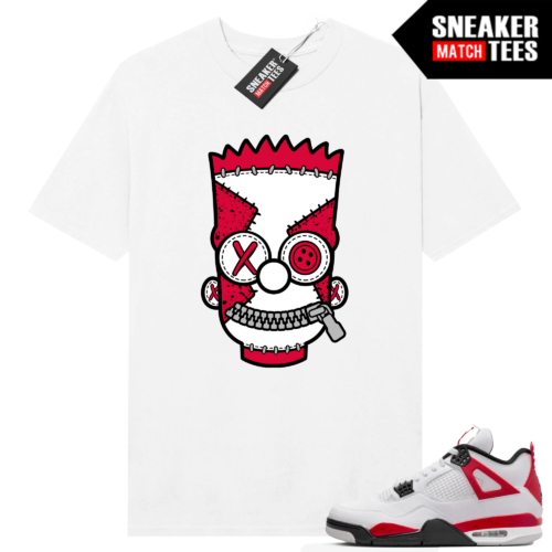 Jordan 4 Red Cement T-shirt Sneaker Match White Misfit Bart