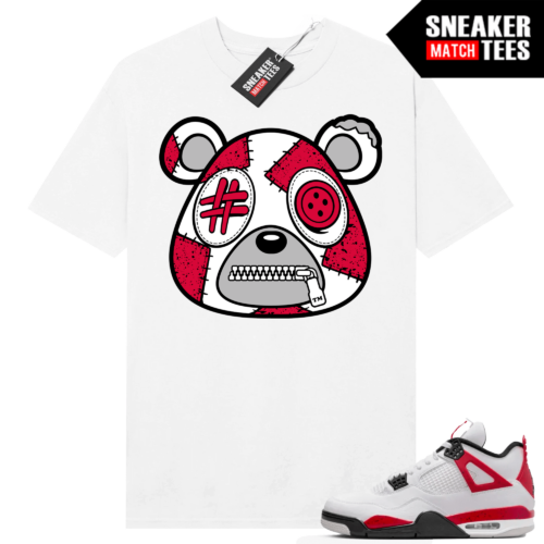 Jordan 4 Red Cement T-shirt Sneaker Match White Misunderstood Bear
