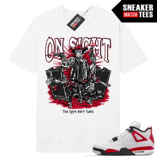 Jordan 4 Red Cement T-shirt Sneaker Match White On sight