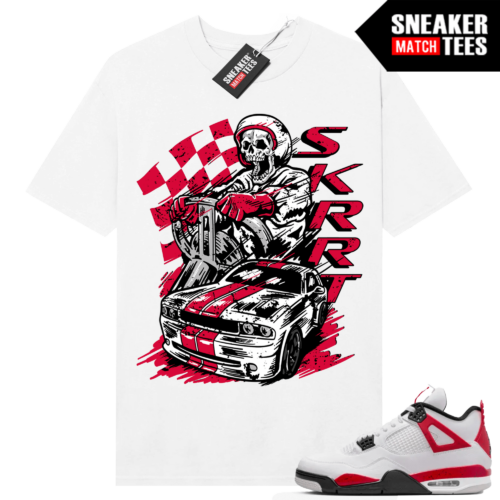 Jordan 4 Red Cement T-shirt Sneaker Match White SKRRRT