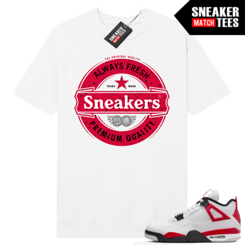 Jordan 4 Red Cement T-shirt Sneaker Match White Sneakers Always Fresh